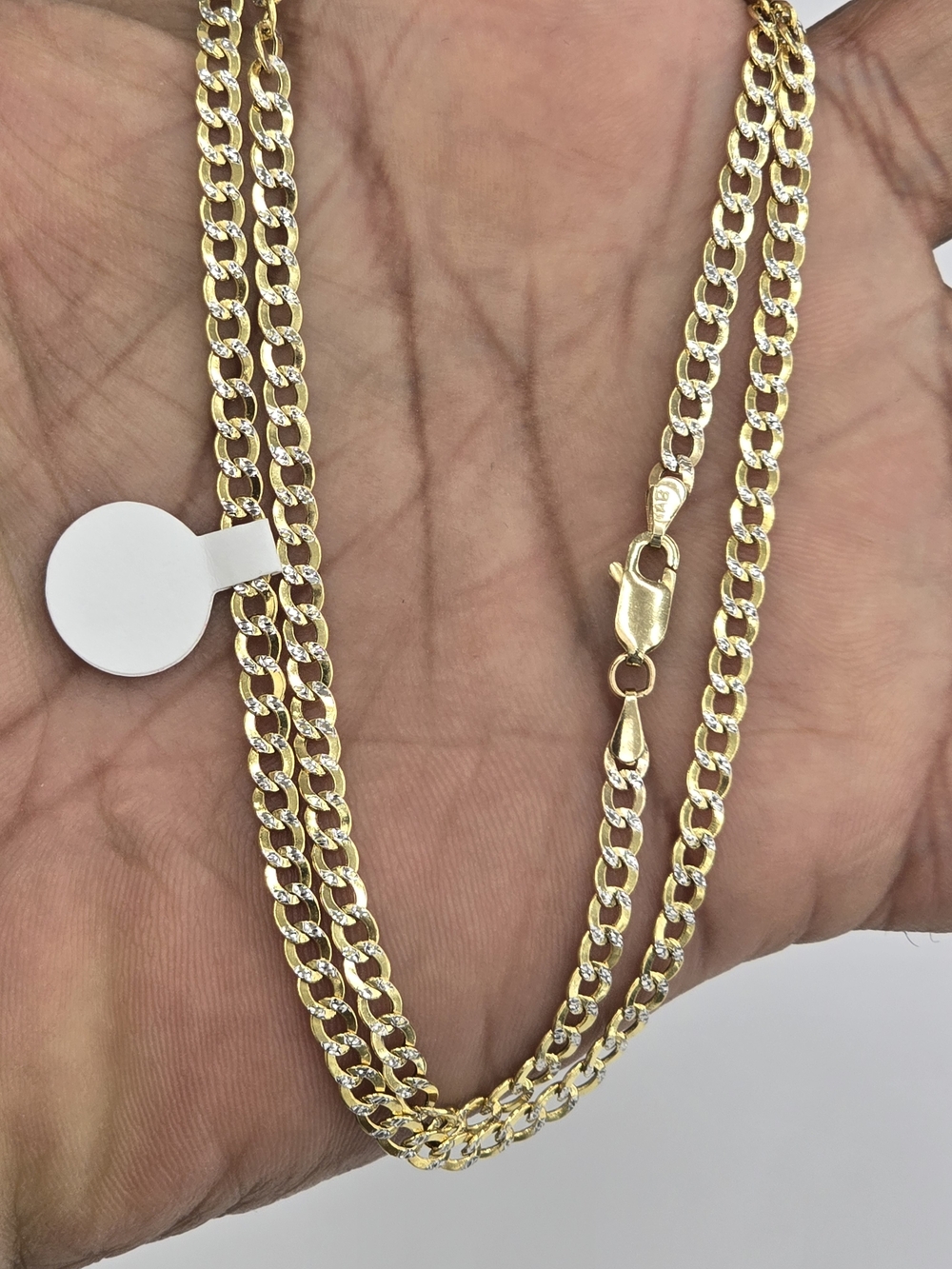 14kt Real Gold Cuban Diamond Cut Chain 3.5mm 20 Inch